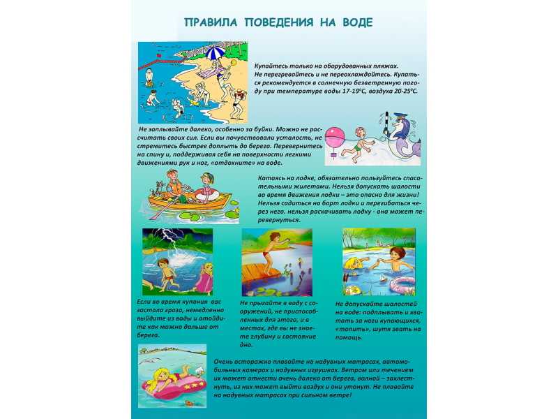 Правила поведения на воде в летний период